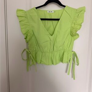 Light Green Ruffle Sleeve Blouse